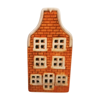 Keramický domeček LED, oranžový, 11 cm