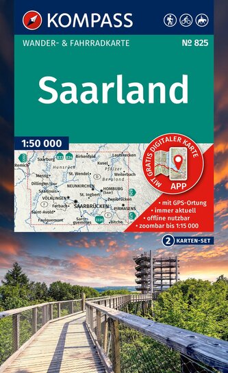 KOMPASS Wanderkarten-Set 825 Saarland (2 Karten) 1:50.000