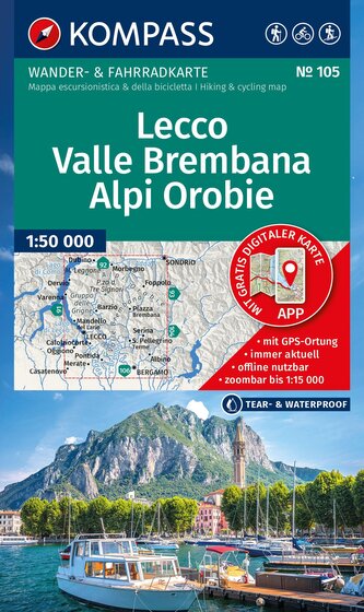KOMPASS Wanderkarte 105 Lecco, Valle Brembana, Alpi Orobie 1:50.000