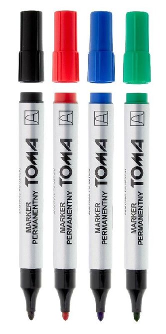 Marker permanentny okrągły mix 4 kolory TOMA
