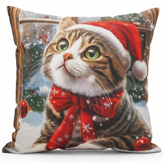 Vánoční polštář CHRISTMAS LOVE CAT 40x40 cm Mybesthome