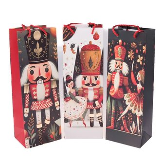 Papírová taška na 1 lahev (louskáček - mix) - sada 12ks, 0/80