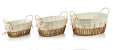 WILL Komplet 3 koszy owalnych z uchwytami L25,5x35x16/22cm M20x30x14/19cm S15x25x12/16cm