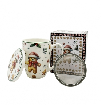 Porcelánový hrnek byliňák VÁNOČNÍ PERNÍČEK MEDVĚD 360 ml