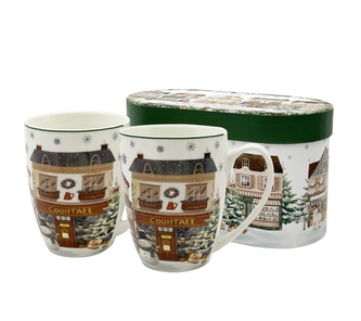 Sada 2ks porcelánových hrnků VÁNOČNÍ MĚSTO 2, 360 ml