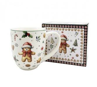 Porcelánový hrnek XXL VÁNOČNÍ PERNÍČEK MEDVĚD, 1000 ml v krabičce