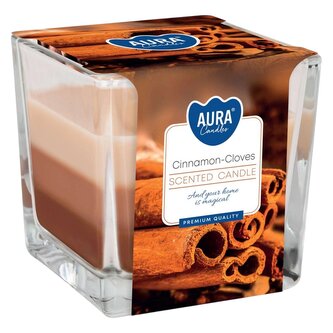 Svíce tříbarevná vonná ve skle Skořice (snk80-374)