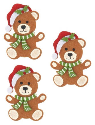 Medvídci z filcu na kolíčku 5,5 x 7,5 x 0,3 cm, 3 ks v sáčku