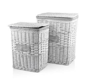 PINO Komplet 2 koszy na pranieL:38x28x47cm XL: 43x34x54CM PINO Komplet 2 koszy na pranieL:38x28x47cm XL: 43x34x54CM