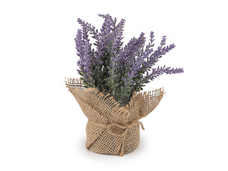 Umělá levandule v jutovém obalu - 1 ks - levandulová