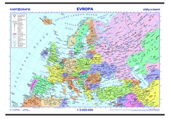 Evropa státy a území, školní nástěnná