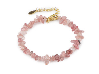 Náramek ze zlomků minerálů - 1 ks - 3 třešňový křemen