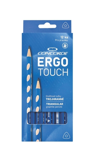 Grafitové tužky CONCORDE ErgoTouch,HB,pro praváky, trojh., modrá, 12ks