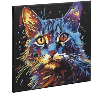 Malování podle čísel 30 x 30 cm na černé plátno - kočka Malování podle čísel 30 x 30 cm na černé plátno - kočka