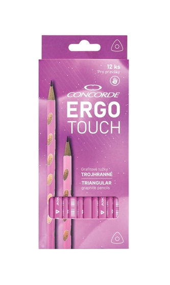 Grafitové tužky CONCORDE ErgoTouch,HB,pro praváky, trojh., ruž., 12ks