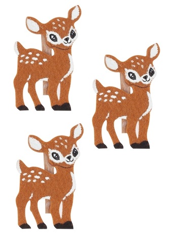 Srnky z filcu na kolíčku 5 x 7,5 x 0,3 cm, 3 ks v sáčku