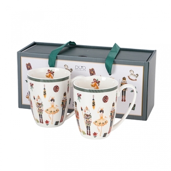 Sada 2 porcelánových hrnků VÁNOČNÍ PERNÍČEK MEDVĚD, 360 ml