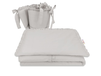 3-dílná sada Mantinel s povlečením, Royal - šedá; šedá; bavlna,hypoalergenní duté vlákno