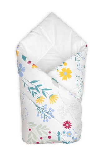 Kojenecká zavinovačka Klasik Flóra, bílá s potiskem; bílá