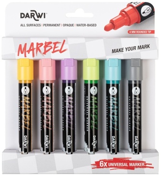 Markery akrylowe 6-kol. 4mm pastelowe, Darwi Markery akrylowe 6-kol. 4mm pastelowe, Darwi