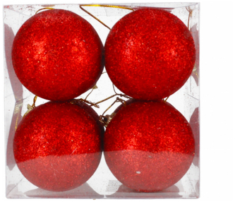 Bombki brokatowe pudełko (8 szt.) czerwone, Arpex