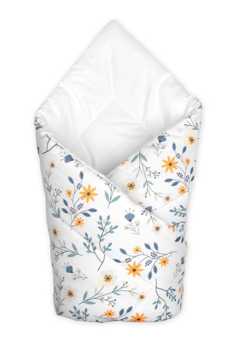 Kojenecká zavinovačka Klasik- Kouzelná louka, bílá s potiskem; bílá