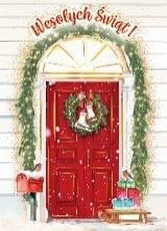 Karnet B6 Boże Narodzenie - Wianek z łyżwami