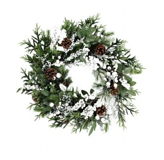Vánoční věnec | FARILA | bílá a zelená | 55 cm | 710117