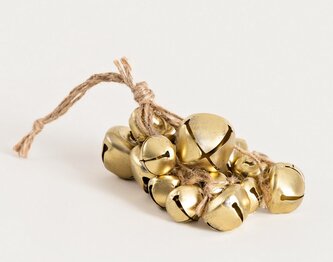 Závěsná dekorace | OLDY METAL | zlaté zvonky na šňůrce | 20 cm | 754739
