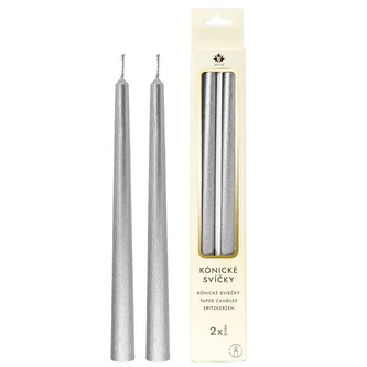 ARÔME Kónické svíčky Metalické stříbrné
