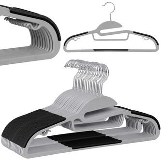 Plastové ramínka FLEXI 20 kusů šedá/černá