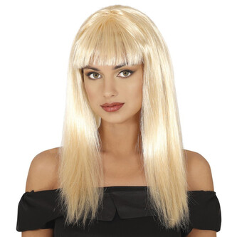 Středně dlouhá paruka mikádo s ofinou blond