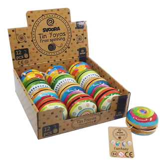 Svoora - Plechové Jo-Jo Fantazie s volným roztočením - Stojan 12 ks