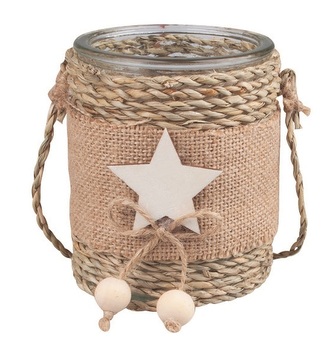 Svícen s jutovým dekorem ø 8 x 10 cm