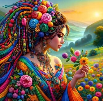 NORIMPEX Diamantové malování Dívka v záplavě barev 30x40cm