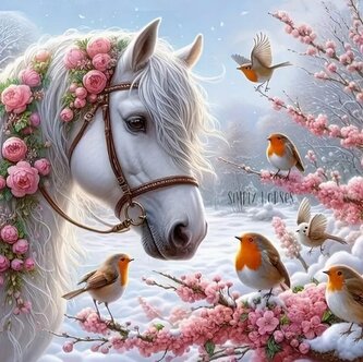 NORIMPEX Diamantové malování Kůň v zimě 30x40cm NORIMPEX Diamantové malování Kůň v zimě 30x40cm