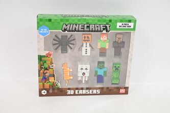 MINECRAFT 3D Erasers 8pack Box B 14263