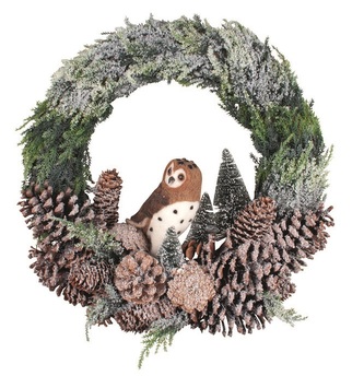 Věnec se sovou ø 40 x 8 cm + dekorace