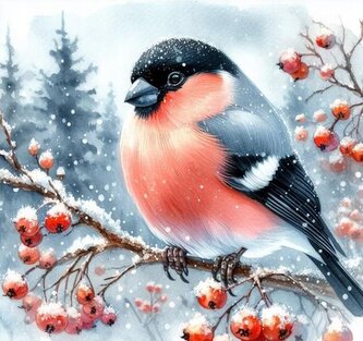 NORIMPEX Diamantové malování Ptáček v zimě 30x40cm