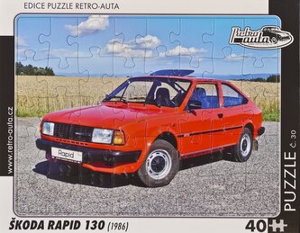 RETRO-AUTA Puzzle č.30 ŠKODA RAPID 130 (1986) 40 dílků