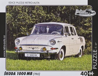 RETRO-AUTA Puzzle č.27 ŠKODA 1000 MB (1965) 40 dílků