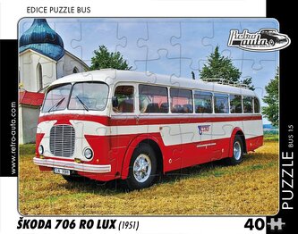 RETRO-AUTA Puzzle BUS č.15 Škoda 706 RO LUX (1951) 40 dílků