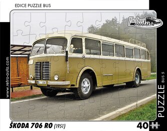 RETRO-AUTA Puzzle BUS č.05 Škoda 706 RO (1951) 40 dílků
