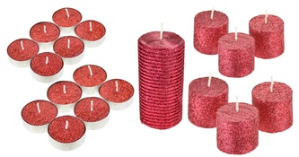 Sada svíček s červeným glitrem