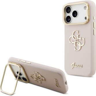 Guess PU Grained 4G Logo Stand Camera Frame kryt iPhone 17 Pro růžový Guess PU Grained 4G Logo Stand Camera Frame kryt iPhone 17 Pro růžový
