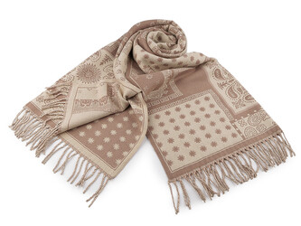 Zimní šála / pléd s třásněmi 65x180 cm - 1 ks - 18 béžová