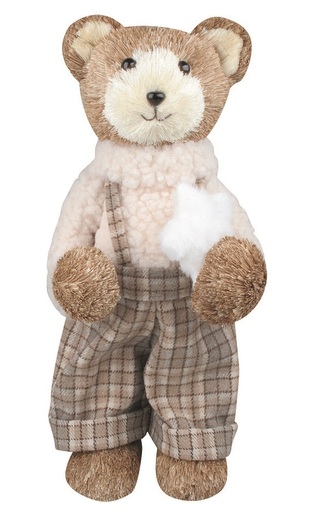 Medvěd ze sisálových vláken na postavení 17 x 36 x 16 cm