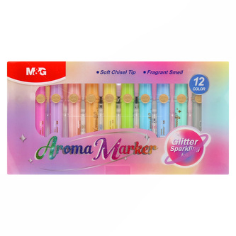 Zvýrazňovač M&G Aroma Marker Glitter (sada 12 barev)