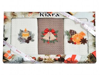 Praktik Vánoční dárková sada utěrek 50x70 Krémová a hnědá 3 ks