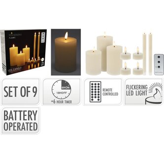 HOMESTYLING LED svíčky sada 9 ks s dálkovým ovládáním KO-AX6200120